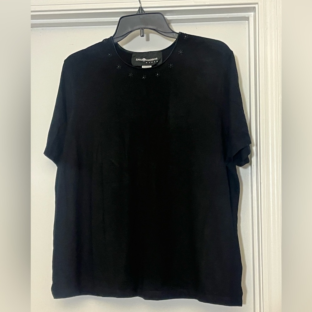 Sag Harbor Black Short Sleeve Tee size: 2X